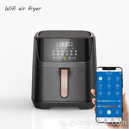 Golmahome Heißluftfritteuse WiFi 1700W Airfryers xxl 5.5L Touch-Display APP mit Rezepten Ohne Öl Abnehmbares Zubehör Heißluftfritteuse